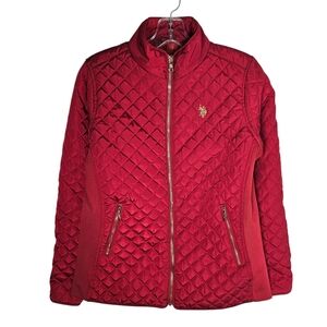 U.S. Polo Assn. Women’s Quilted Jacket – Raspberry – Size M